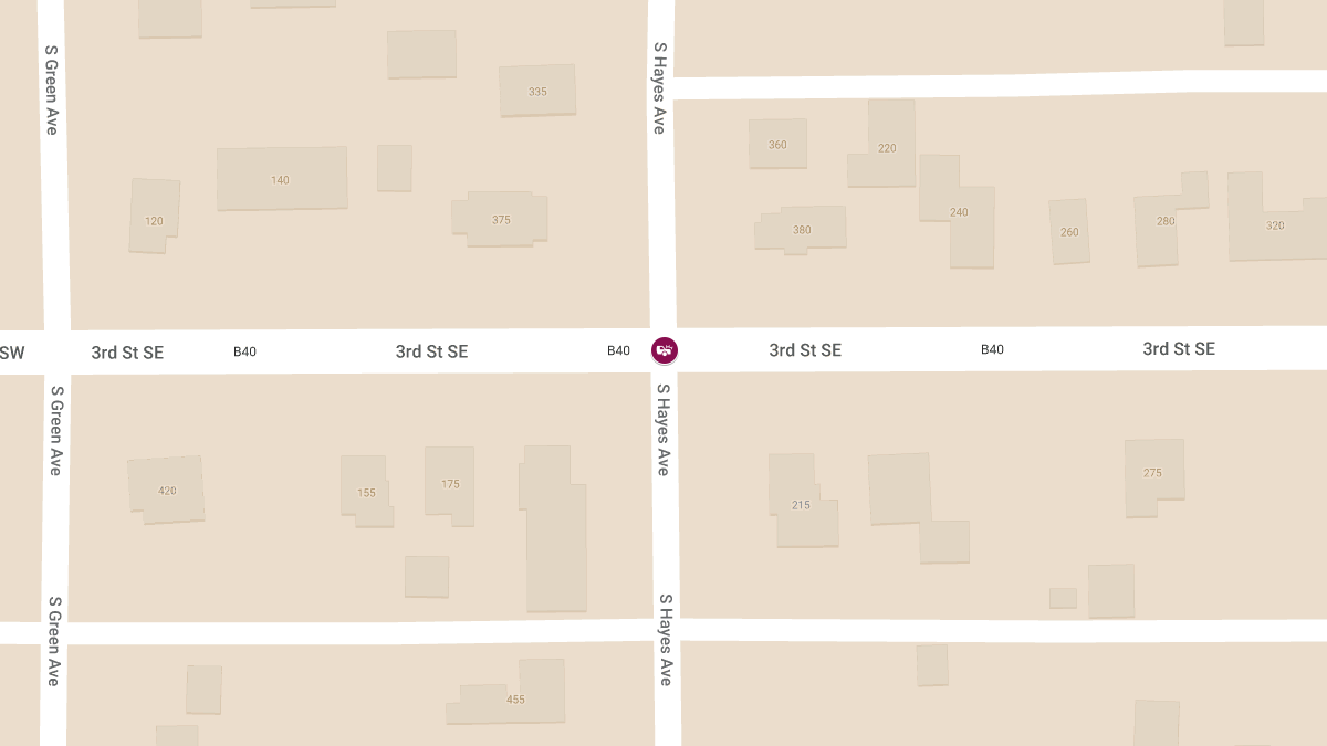 One Injured in Two-Vehicle Crash at Third St SE & S Hayes Ave