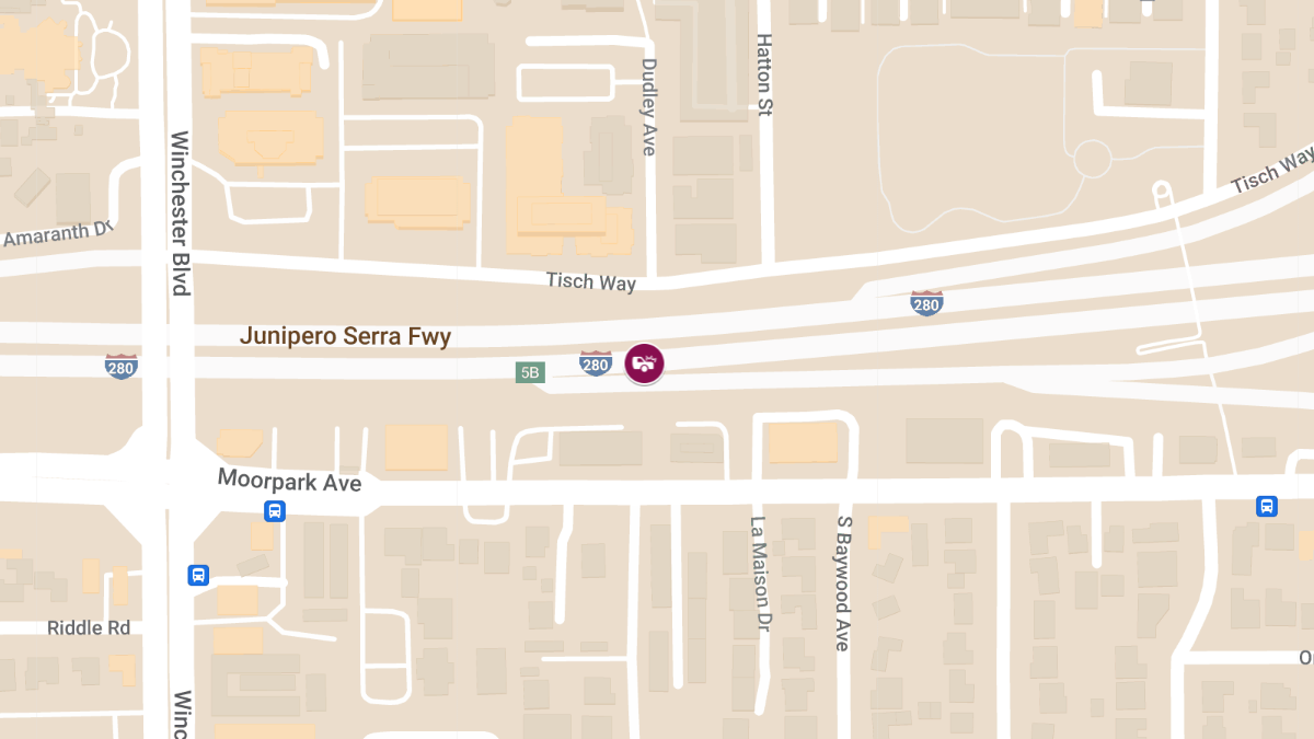 One Injured in Two-Vehicle Crash on I-280 Near Alpine Rd