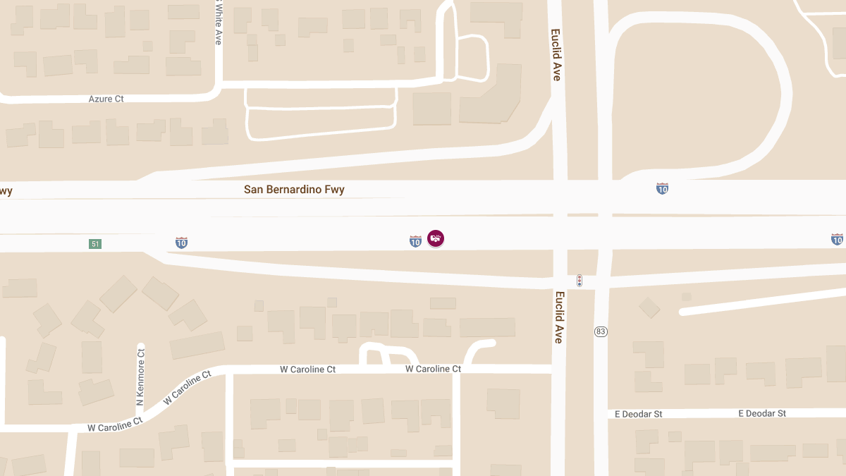 One Person Injured in Multi-Vehicle Collision on I-10 Near Euclid Ave