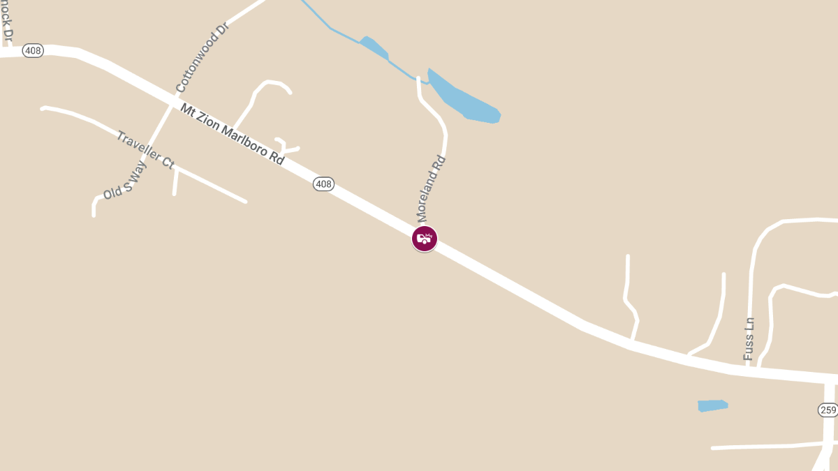 One Trapped in Crash on Mount Zion Marlboro Rd at Moreland Ln
