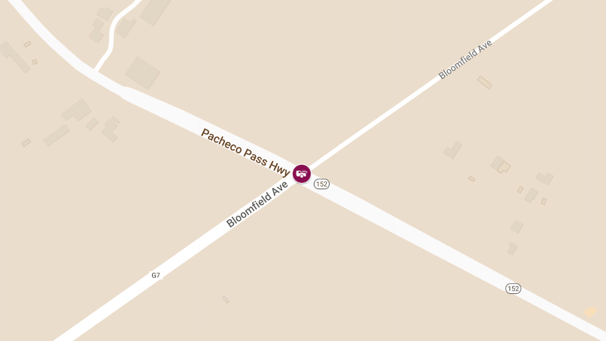 Overturned Vehicle Crash With Injuries on CA-152 Near Bloomfield Ave