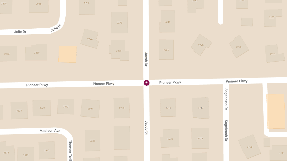 Pedestrian Crash with Injuries at Pioneer Pkwy & Jacob Drive