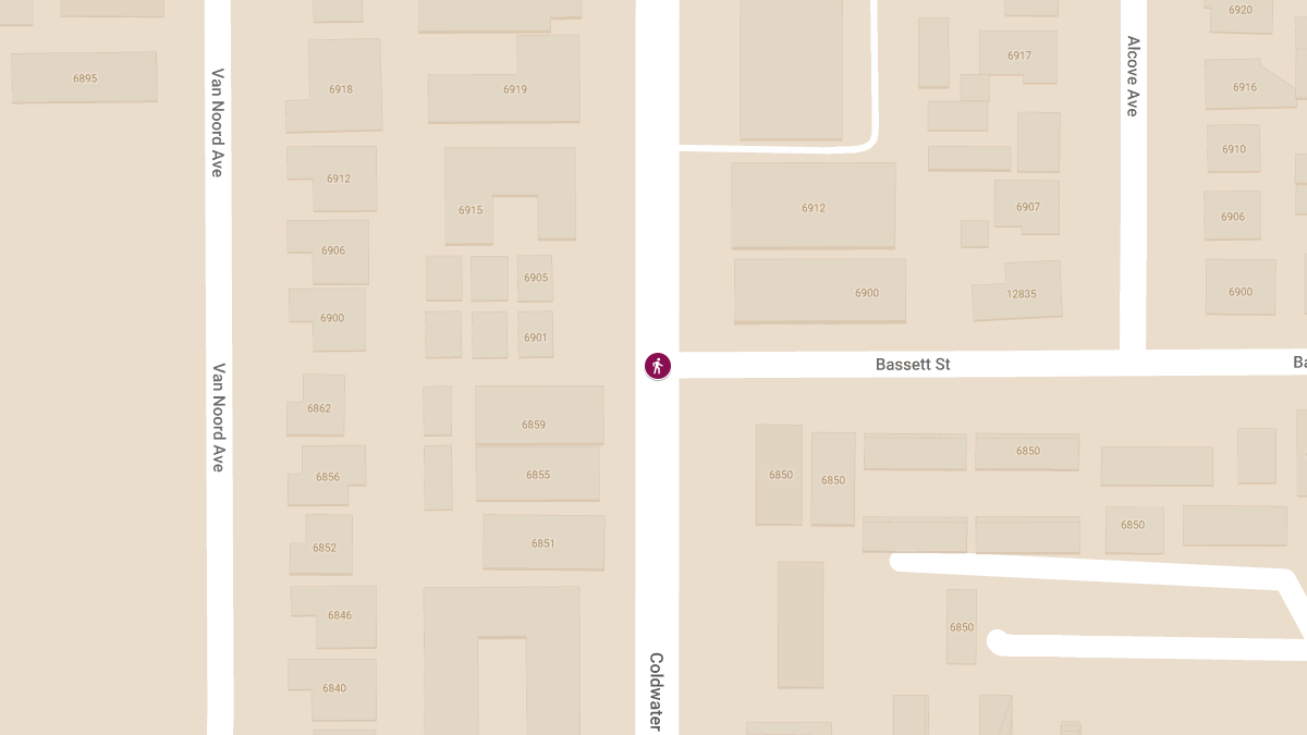 Pedestrian Injured in Collision at Coldwater Canyon Ave & Bassett St