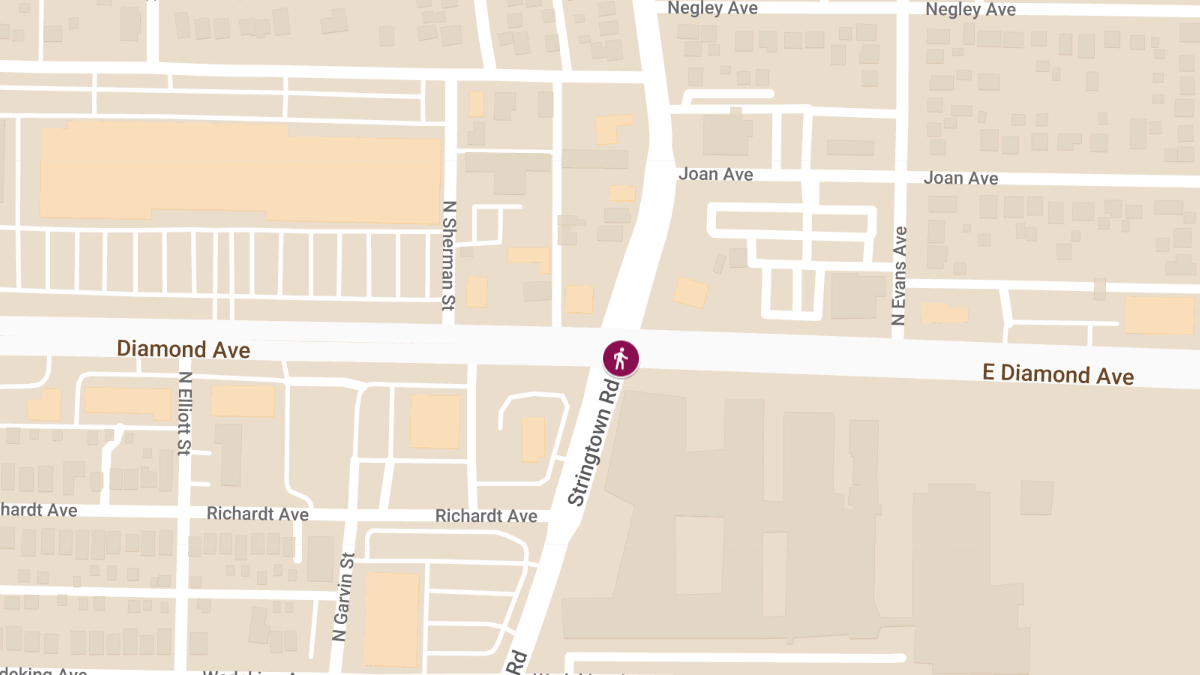 Pedestrian Injured in Collision at Diamond Ave & Stringtown Rd