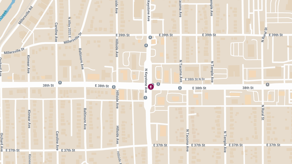 Pedestrian Injured in Crash at N Keystone Ave & E 38th St