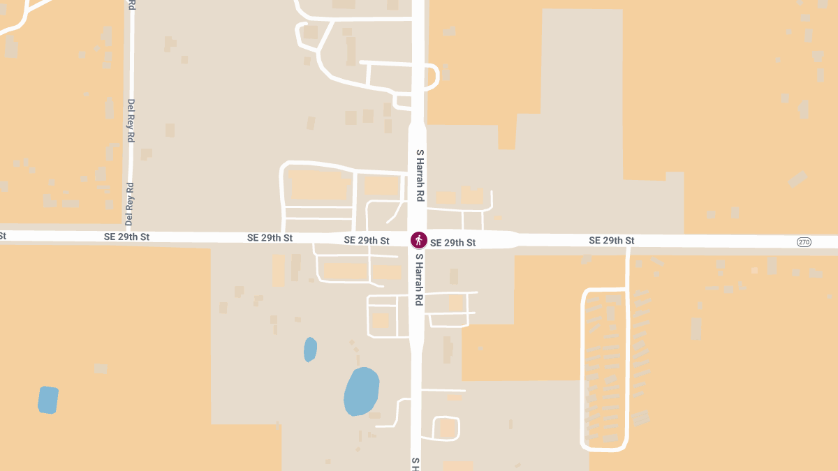 Pedestrian Injured in Crash at SE 29th St & Harrah Rd