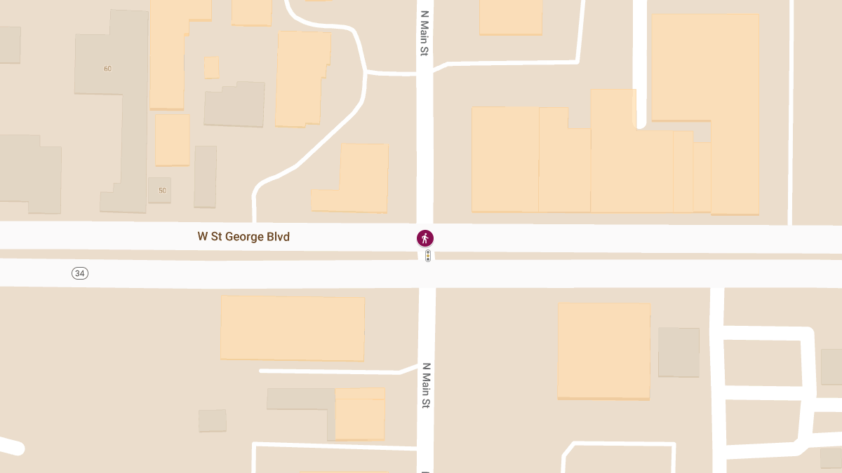 Pedestrian Injured in Vehicle Collision at Main St & St George Blvd