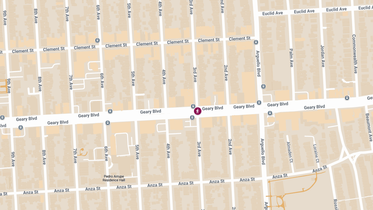 Pedestrian Struck and Injured at Geary Blvd & 3rd Ave