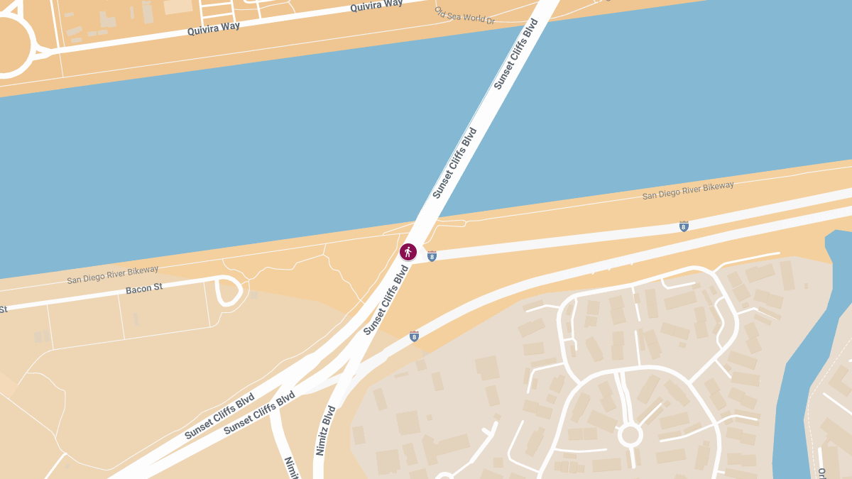 Pedestrian Struck by Vehicle at I-8 E & Sunset Cliffs Blvd