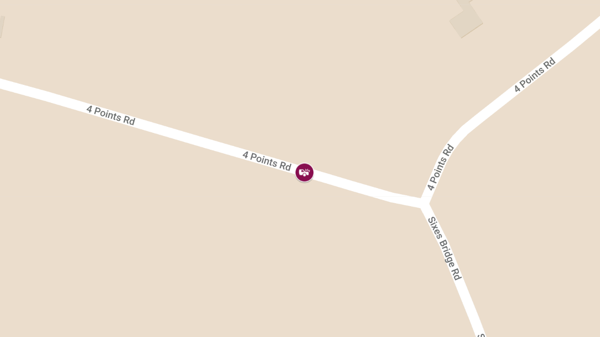 Rollover Crash on Four Points Rd Near Sixes Bridge Rd
