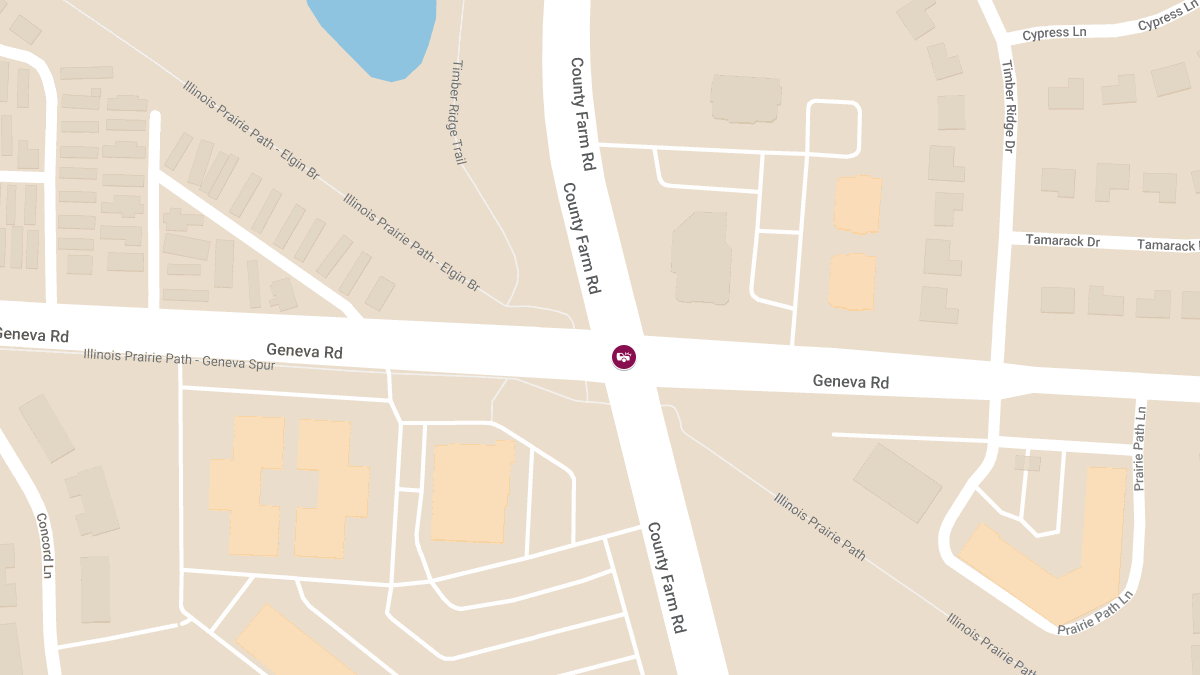 Rollover Crash with Injuries at County Farm Rd & Geneva Rd