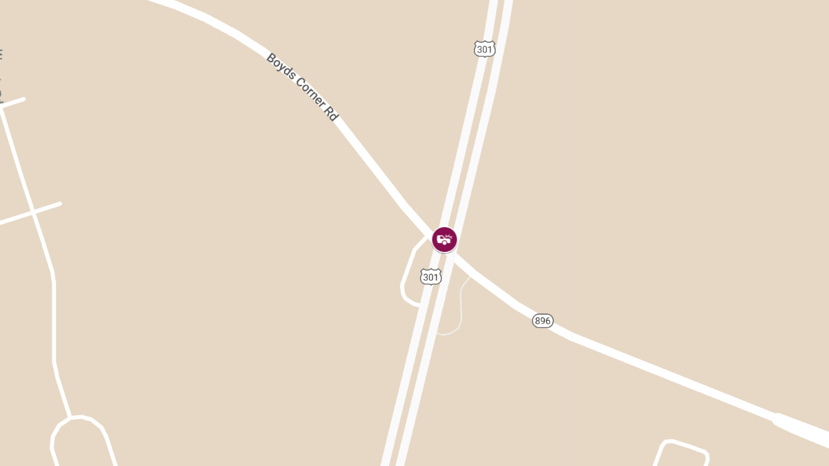 Rollover Crash with Injuries on Rte 301 at Boyds Corner Rd Interchange