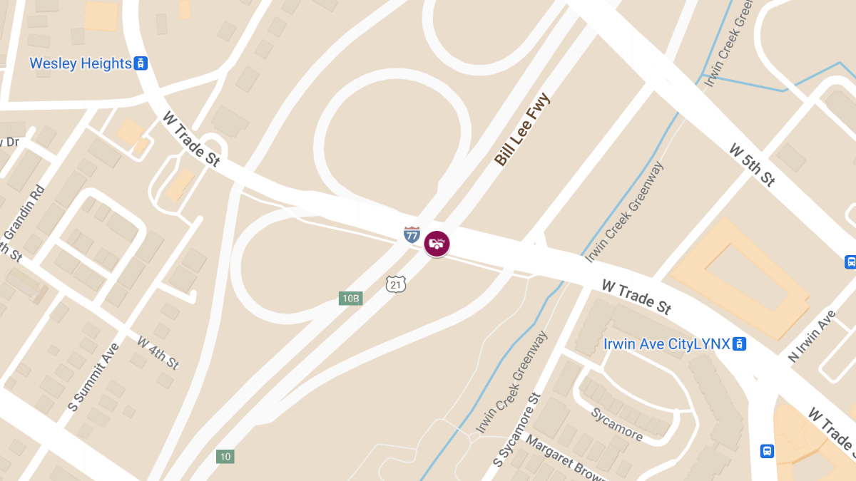 Three-Car Crash With Injuries on I-77 N at W Trade St