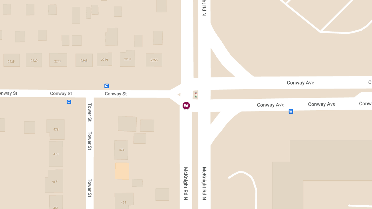 Three-Vehicle Collision with Injuries at McKnight Rd N & Conway St