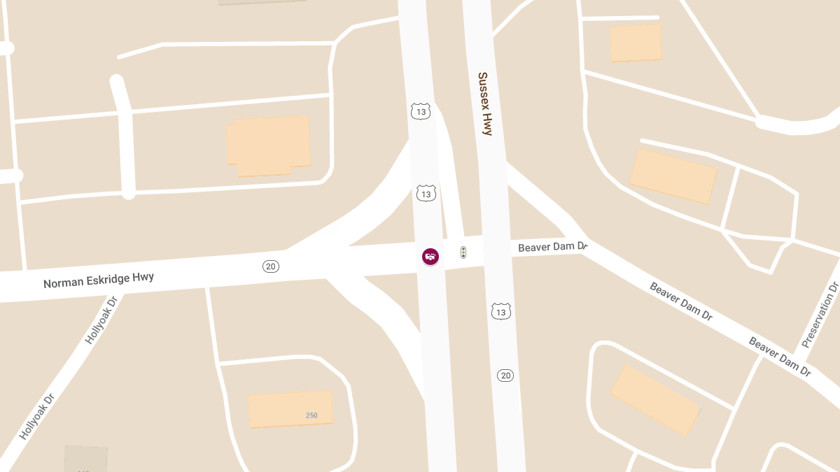 Three-Vehicle Collision with Injuries at Sussex Hwy & Norman Eskridge Hwy