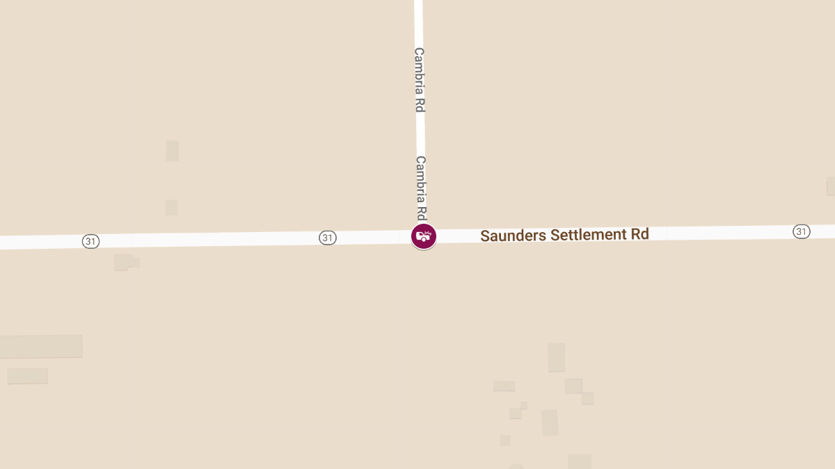 Three-Vehicle Crash with Injuries Reported at Saunders Settlement Rd & Cambria Rd