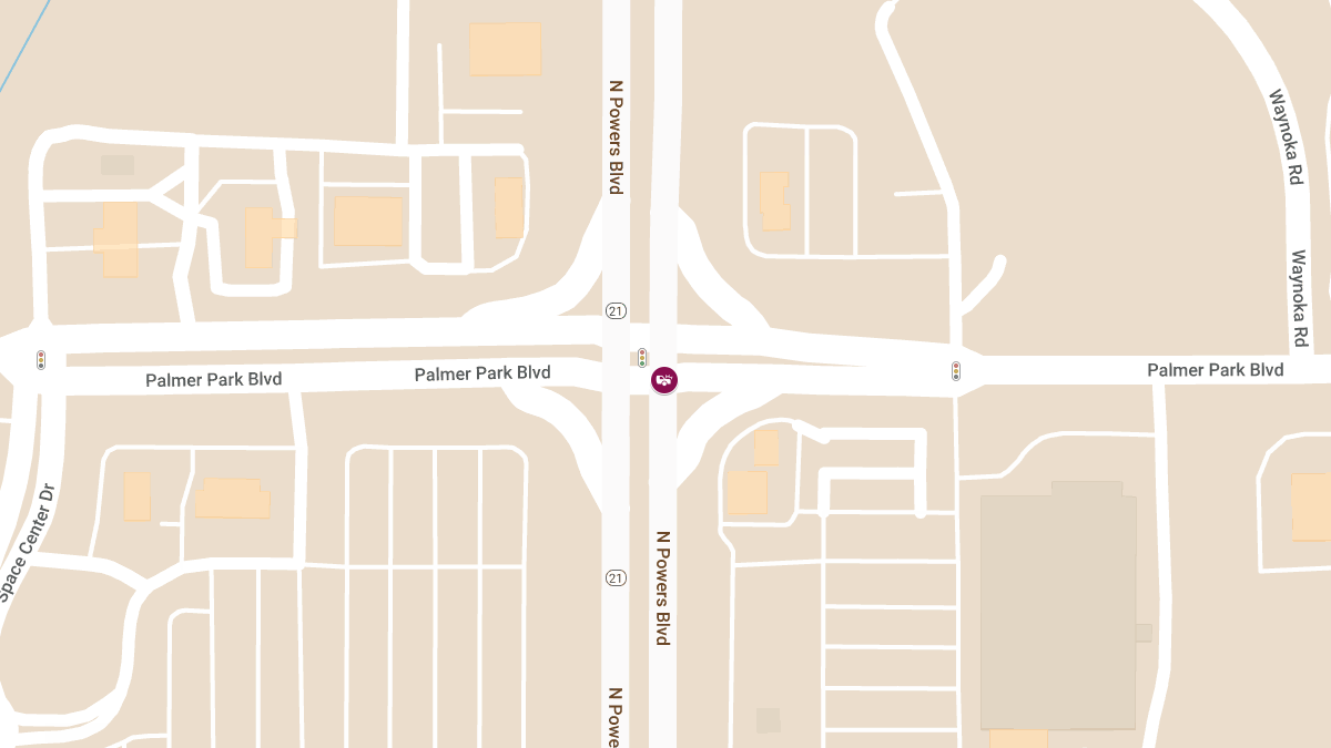 Three-Vehicle Crash with Injuries at Powers Blvd & Palmer Park Blvd
