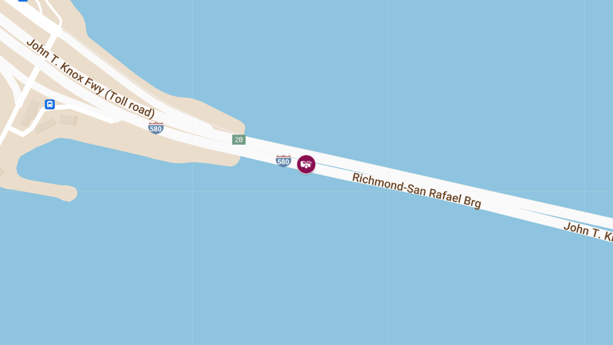 Traffic Collision With Injuries on I-580 East at Richmond-San Rafael Bridge