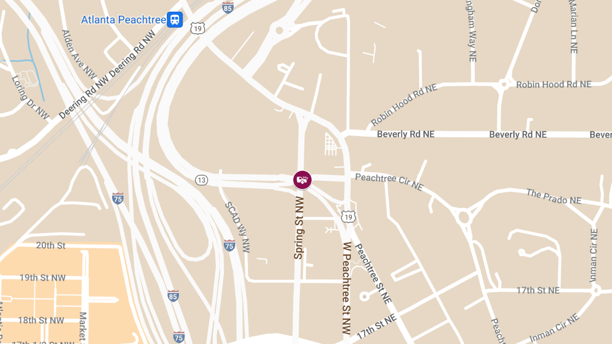 Traffic Collision With Injuries at Spring St NW & I-75 N