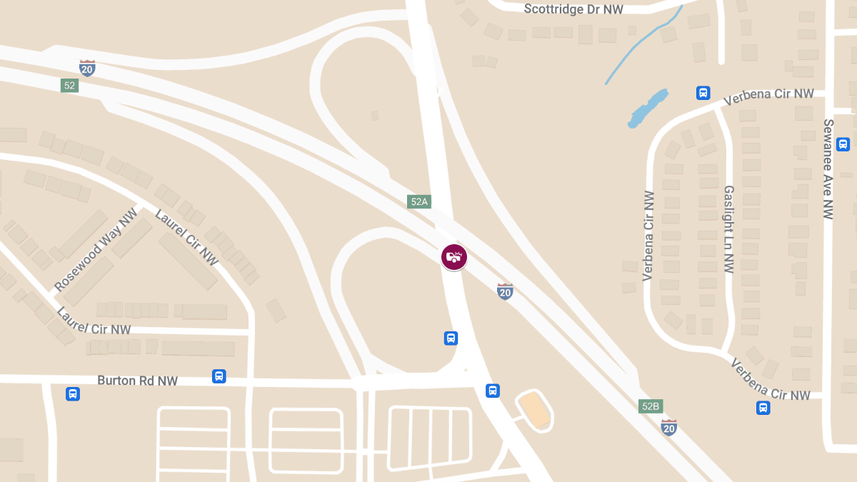 Traffic Collision with Injuries on I-20 W at Hamilton E Holmes Dr NW