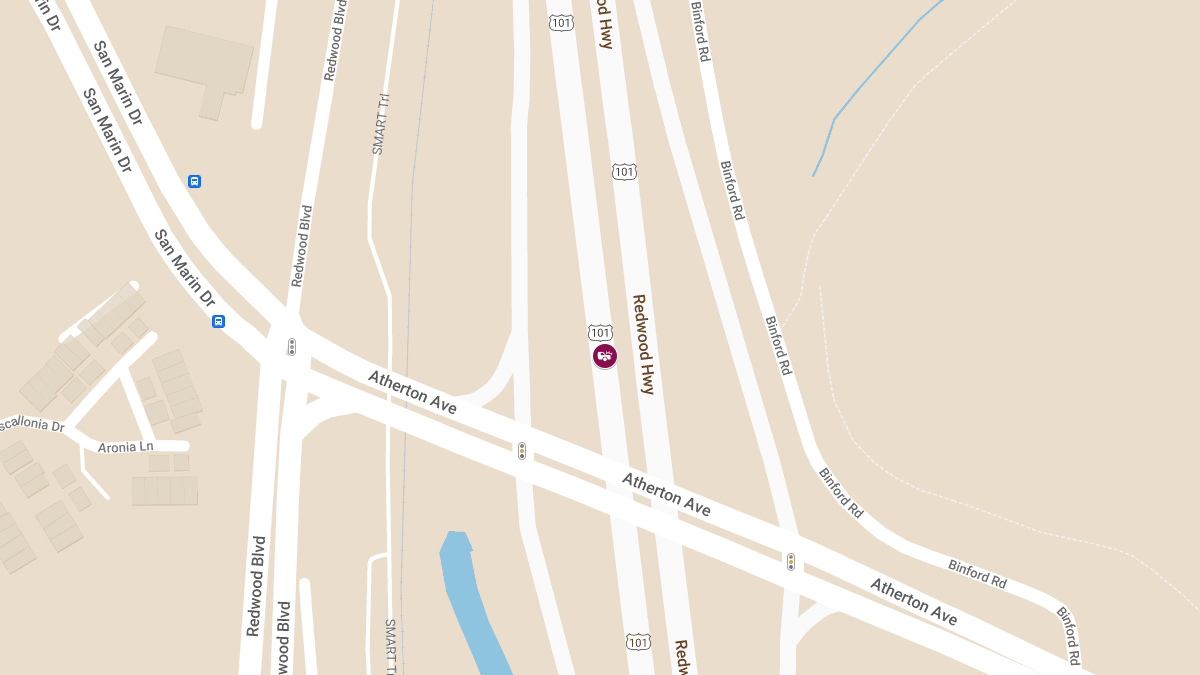Traffic Collision with Injuries on US-101 North Near Atherton Ave