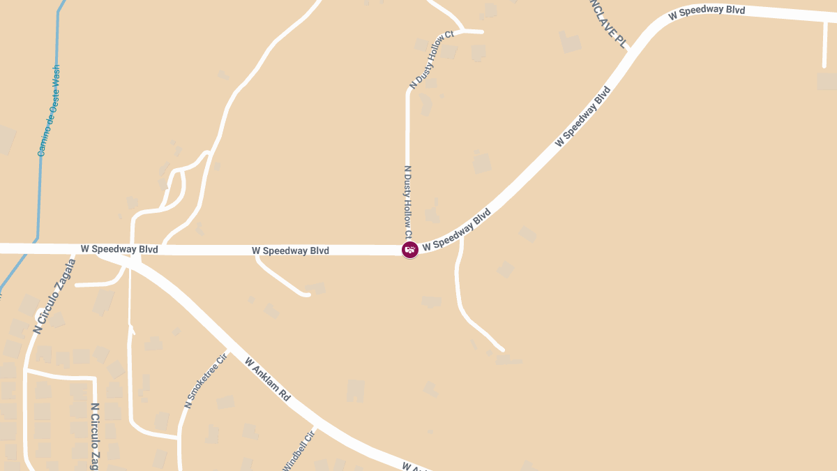 Traffic Incident Reported at W Speedway Blvd & N Dusty Hollow Ct