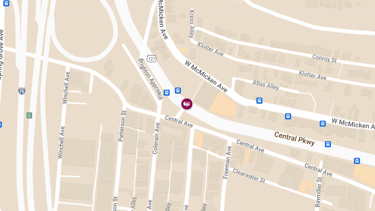 Two-Car Crash with Injuries at Central Pkwy & Brighton Pl