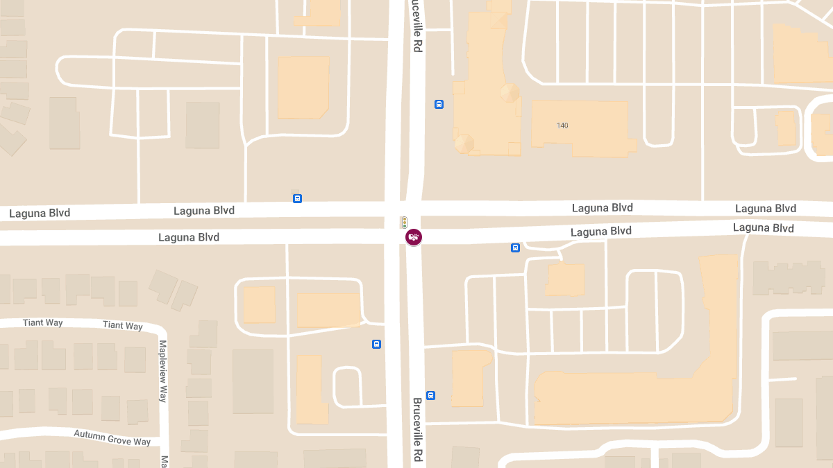 Two-Car Crash with Injuries at Laguna Blvd & Bruceville Rd