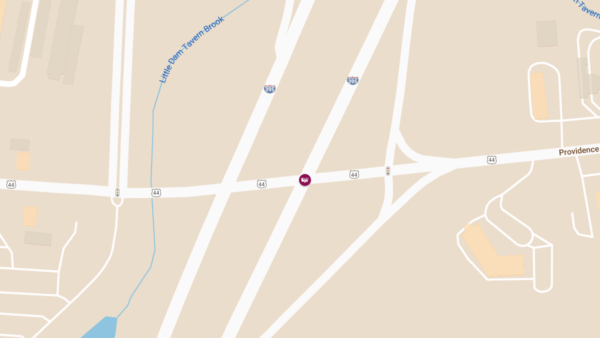 Two-Car Crash with Injuries on Providence Pike (Rt 44) at I-395 NB