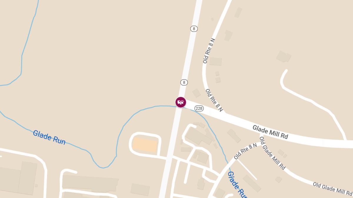 Two-Car Crash with Injuries on Rt 8 at Glade Mill Rd