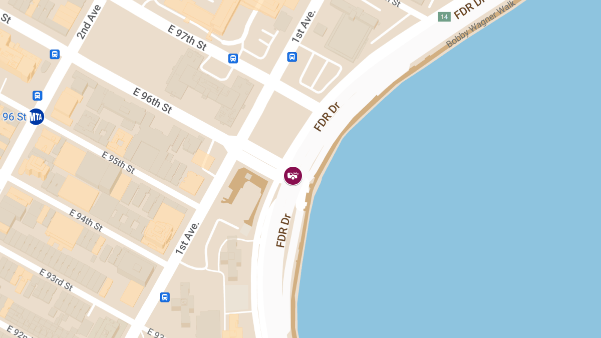 Two-Vehicle Crash Reported on FDR Dr N & E 96th St