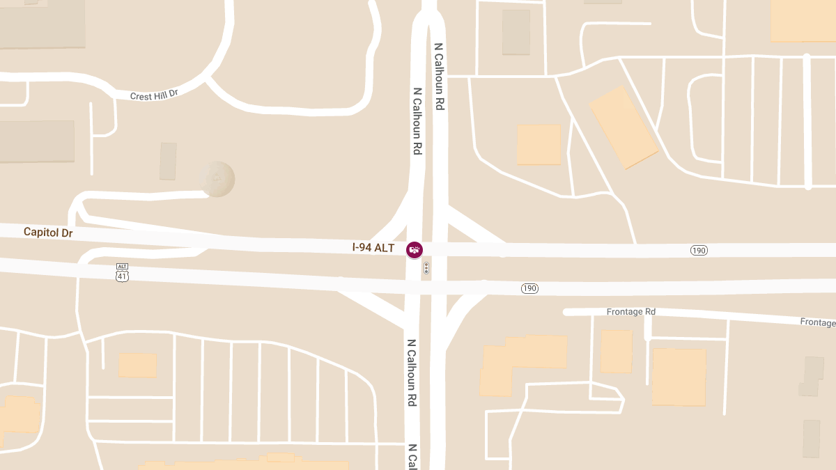 Two-Vehicle Crash at Calhoun Rd & Capitol Dr, Injuries Reported