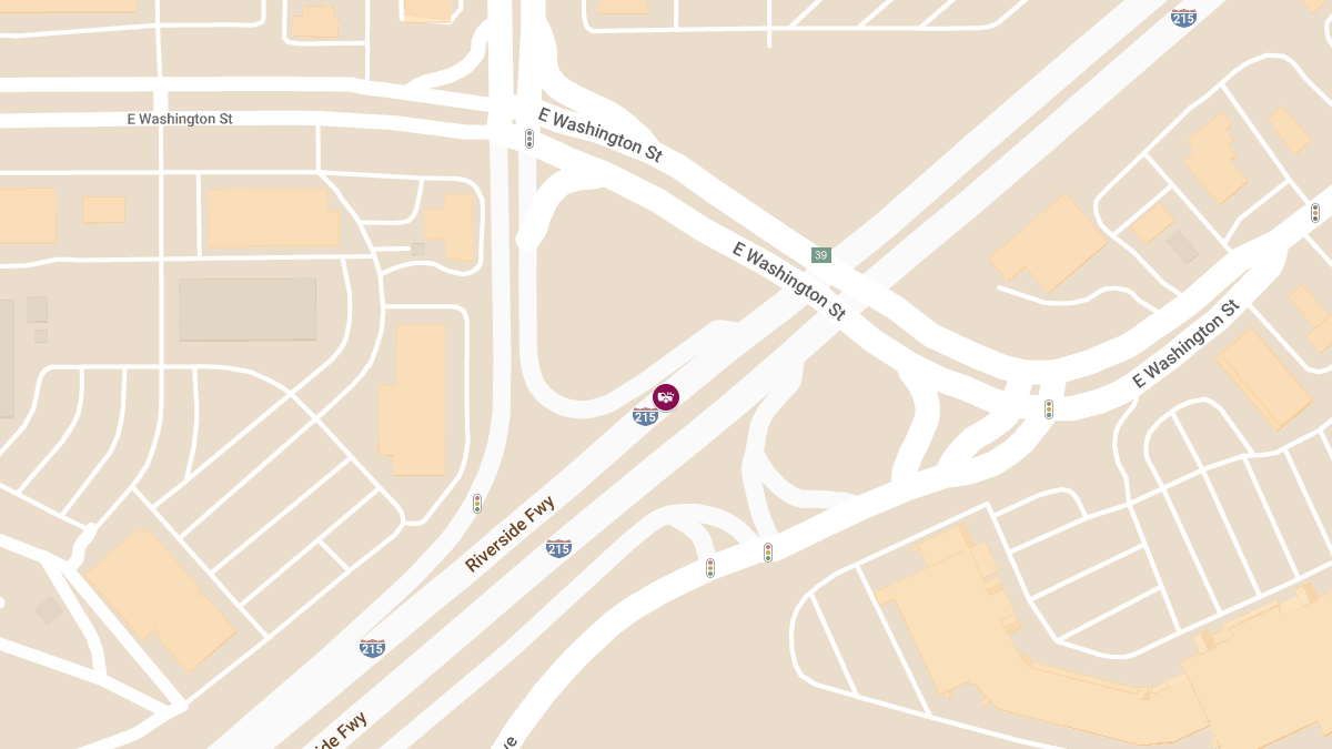 Two-Vehicle Crash on I-215 Near Washington St Injures 1