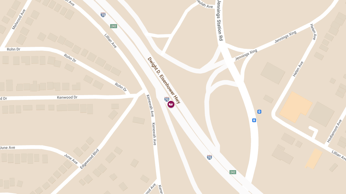 Two-Vehicle Crash on I-70 EB Near Jennings Station Rd Injures One