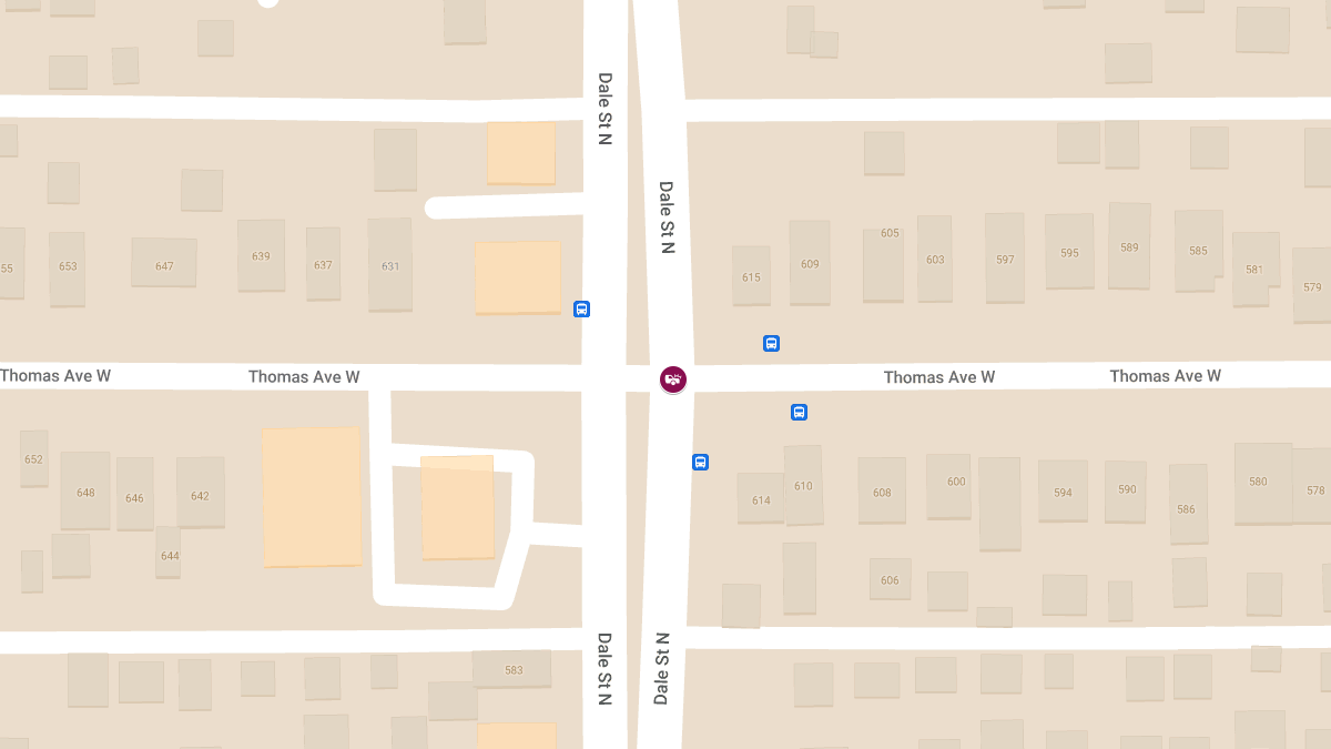 Two-Vehicle Crash with Injuries at Dale St N & Thomas Ave