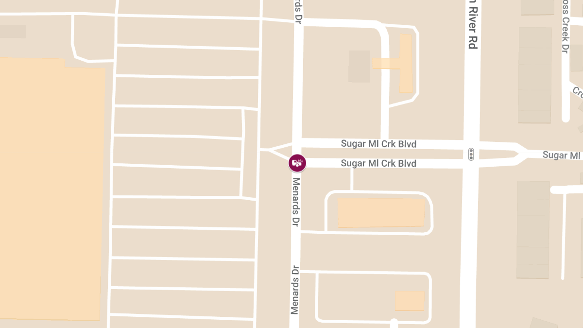Two-Vehicle Crash with Injuries at Menards Dr & Sugar Mill Creek