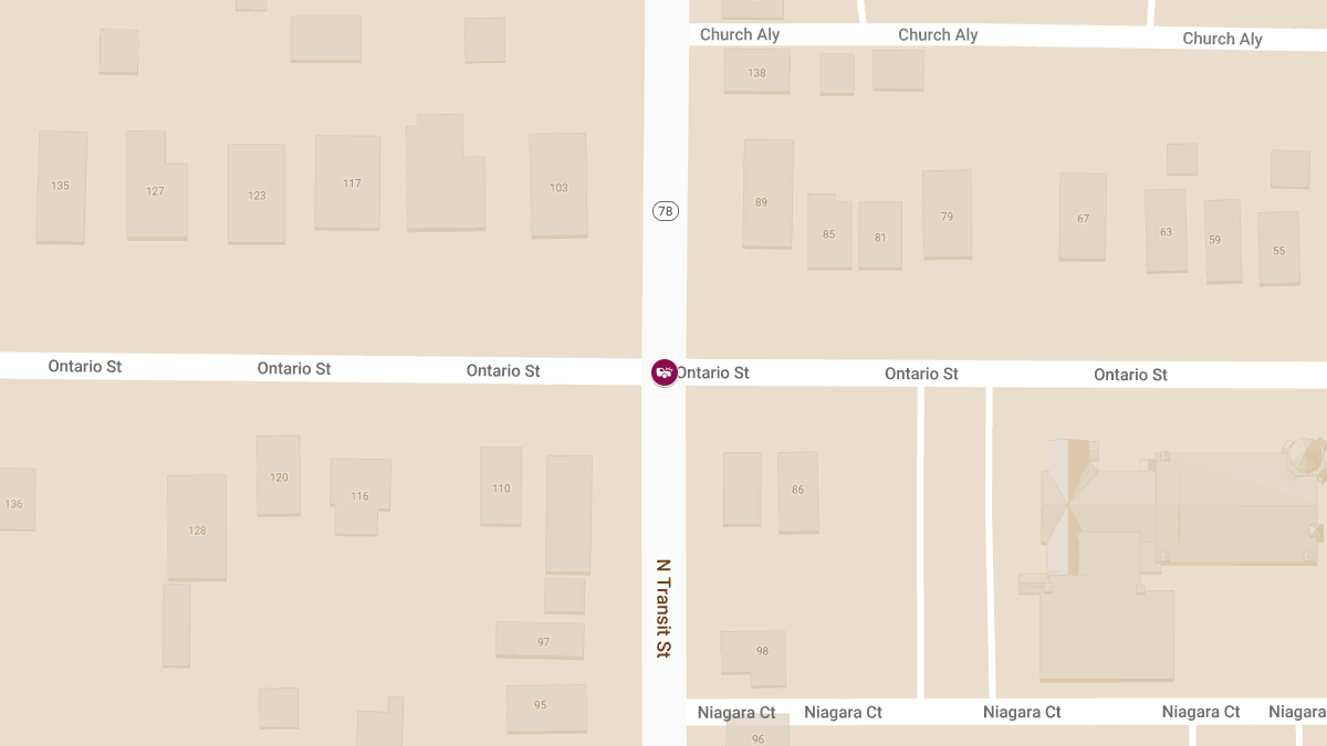 Two-Vehicle Crash with Injuries at North Transit St & Ontario St