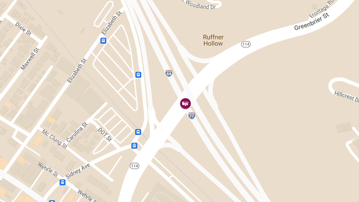 Two-Vehicle Crash with Injuries on Greenbrier St at I-64 Southbound Entrance