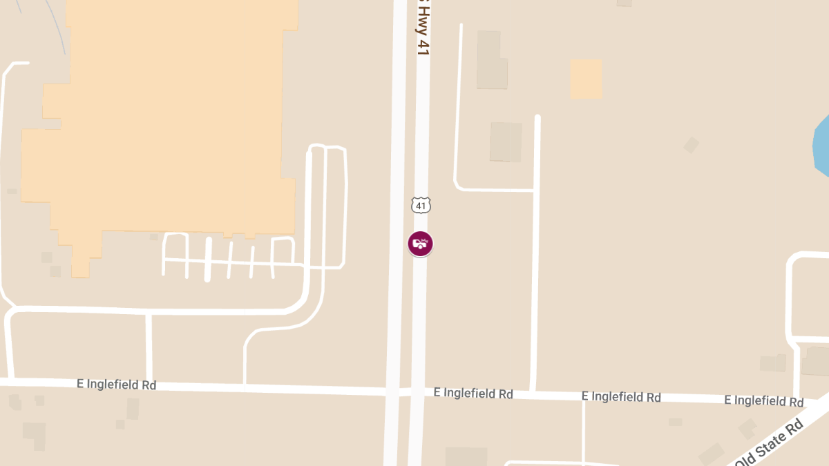Two-Vehicle Crash with Injuries on SB Hwy 41 Near Inglefield Rd