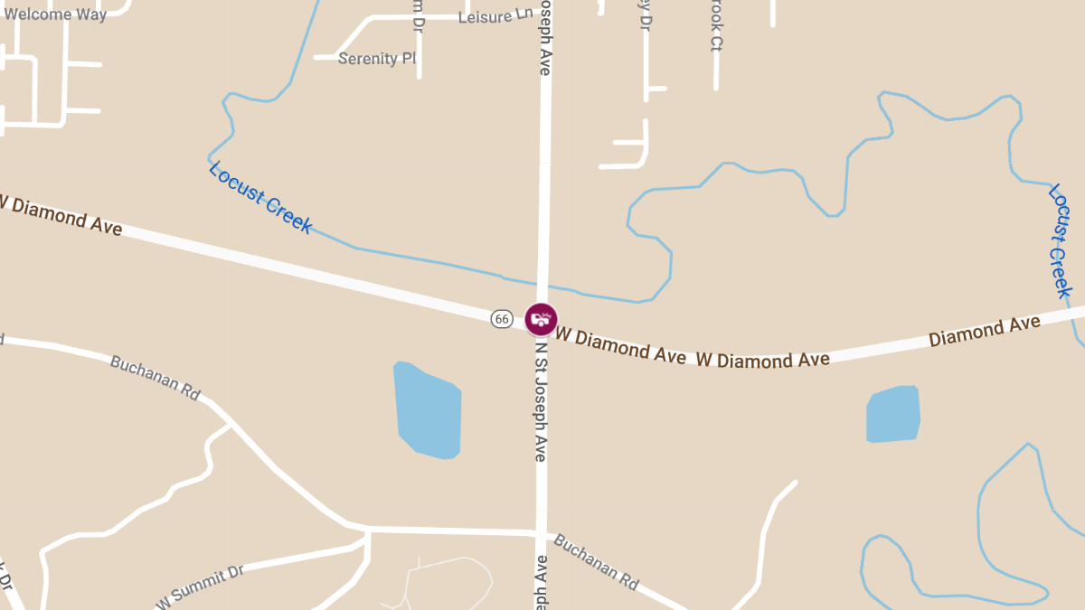 Two-Vehicle Injury Crash at Diamond Ave & St Joe Rd, One Vehicle in Ditch