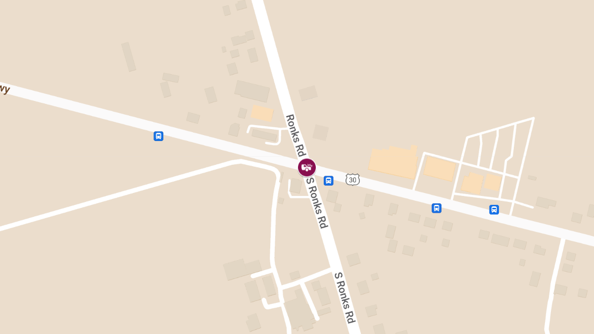 Vehicle Accident with Injuries at N Ronks Rd & Lincoln Hwy E