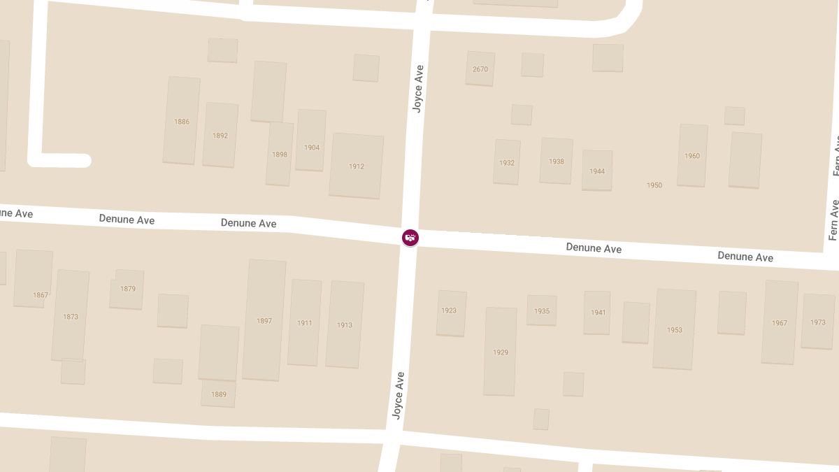 Vehicle Collision With Injuries at Joyce Ave & Denune Ave
