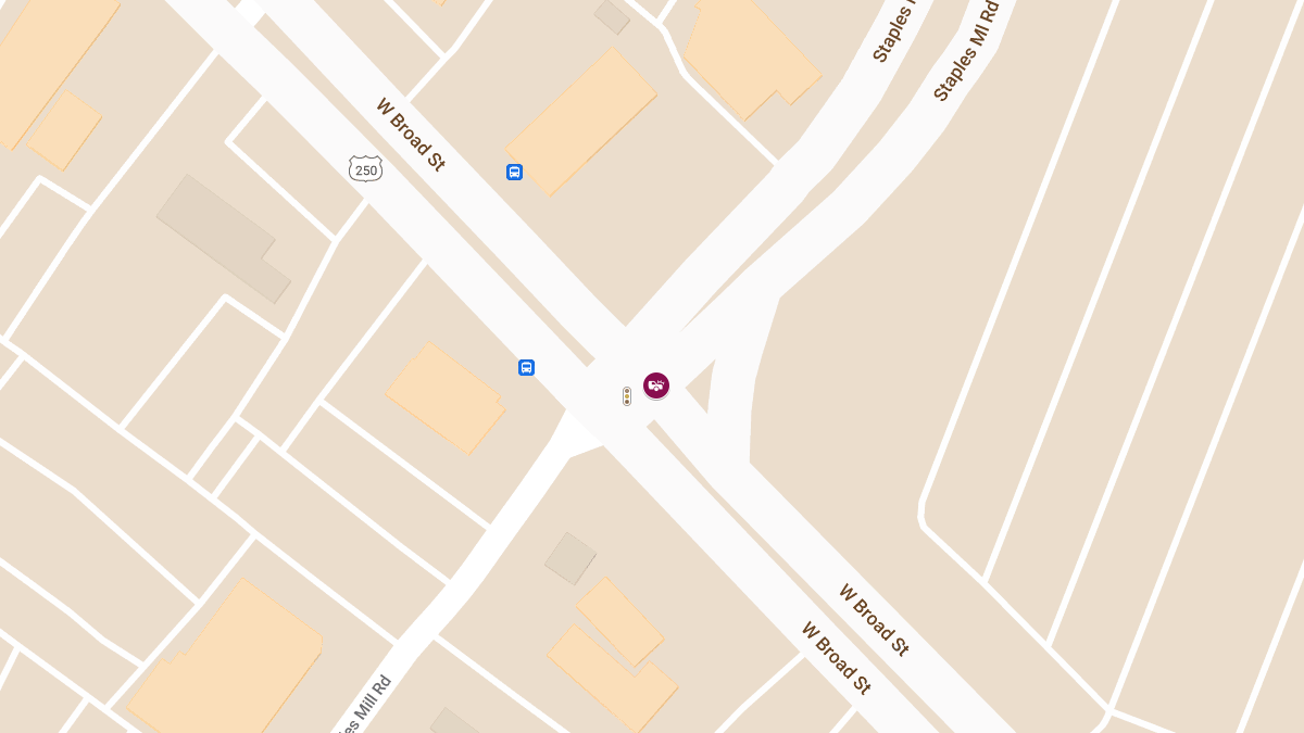 Vehicle Collision With Injuries at Staples Mill Rd & W Broad St