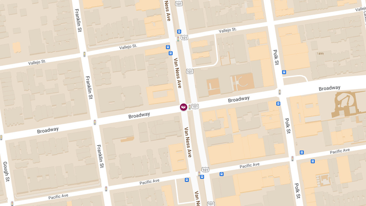 Vehicle Collision With Injuries at Van Ness Ave & Broadway
