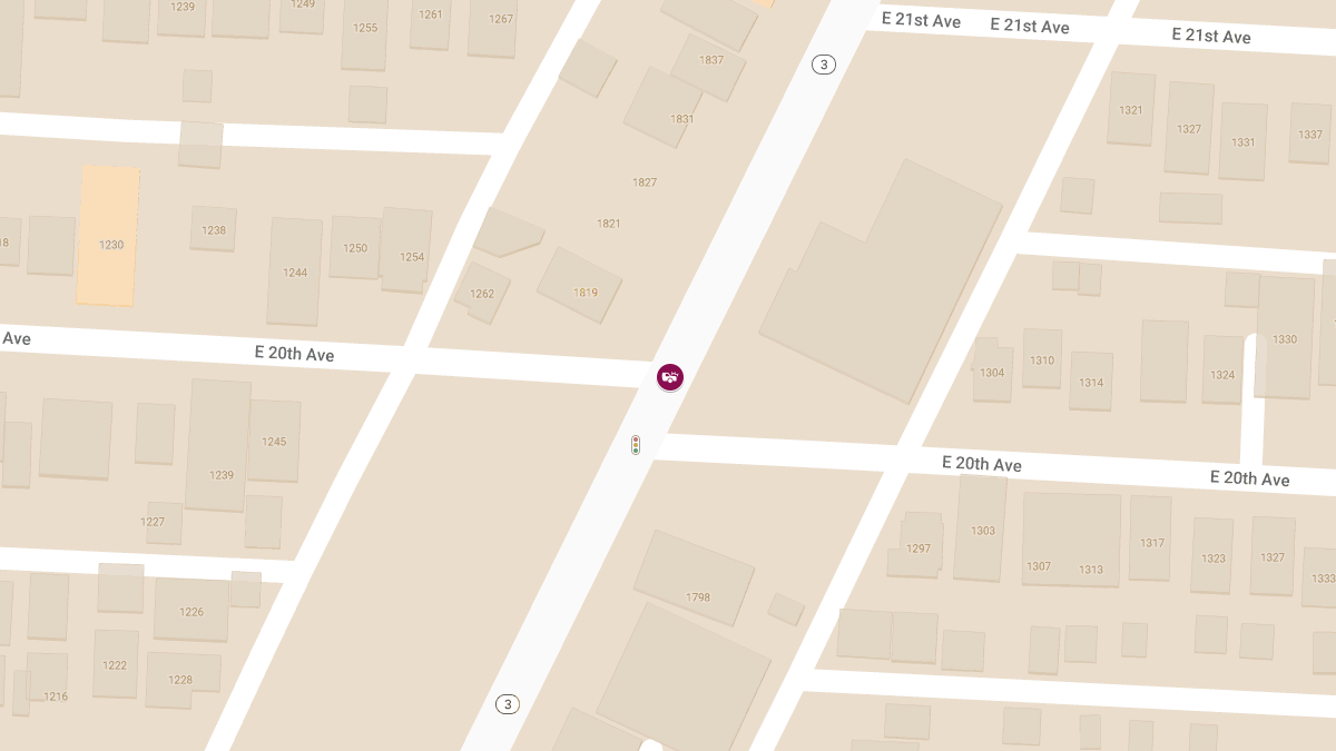 Vehicle Collision with Injuries at E 20th Ave & Cleveland Ave