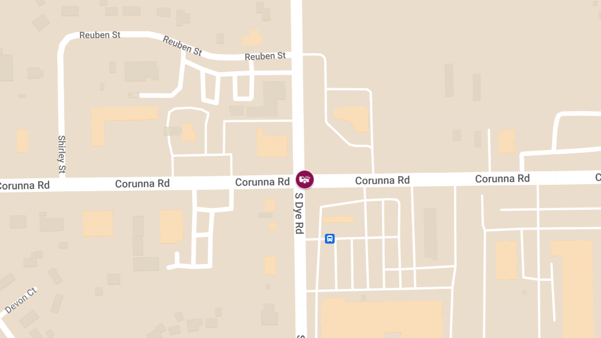 Vehicle Collision with Injuries at S Dye Rd & Corunna Rd