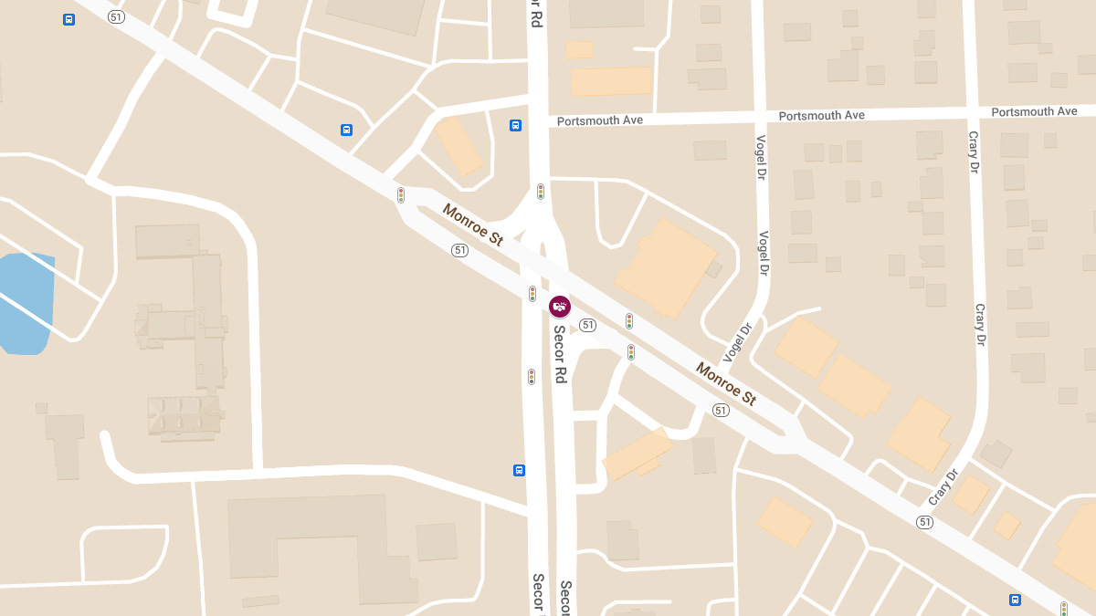 Vehicle Collision with Injuries at Secor Rd & Monroe St