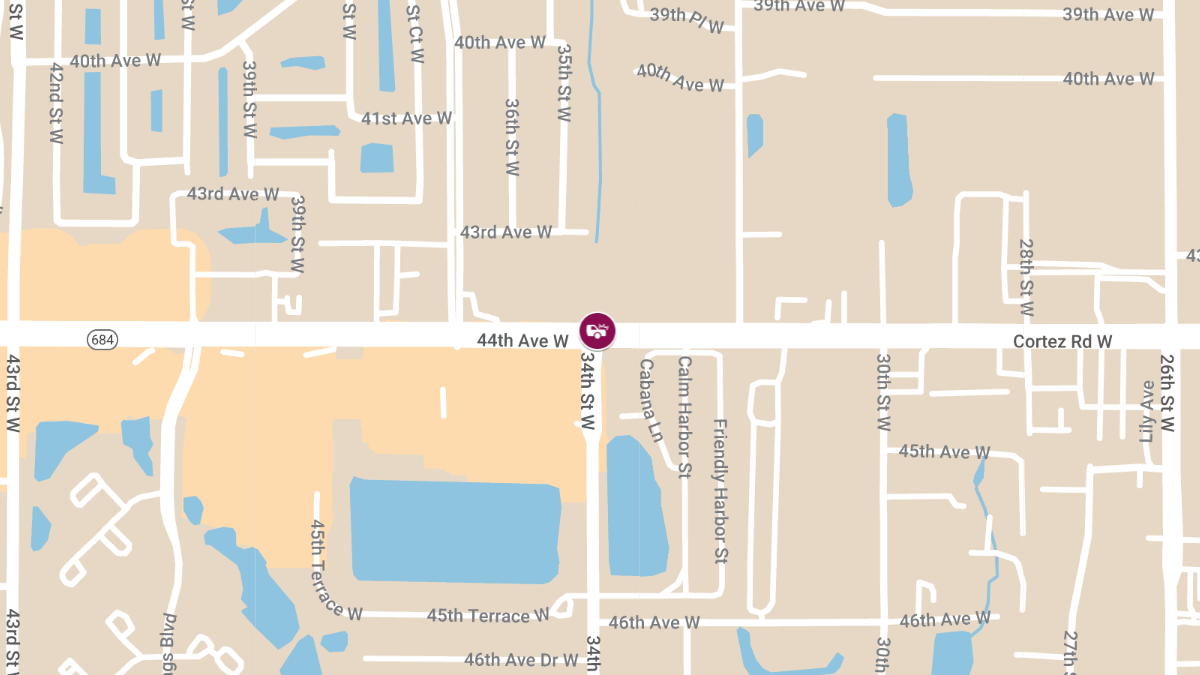 Vehicle Crash With Injuries at 34th St W and Cortez Rd W