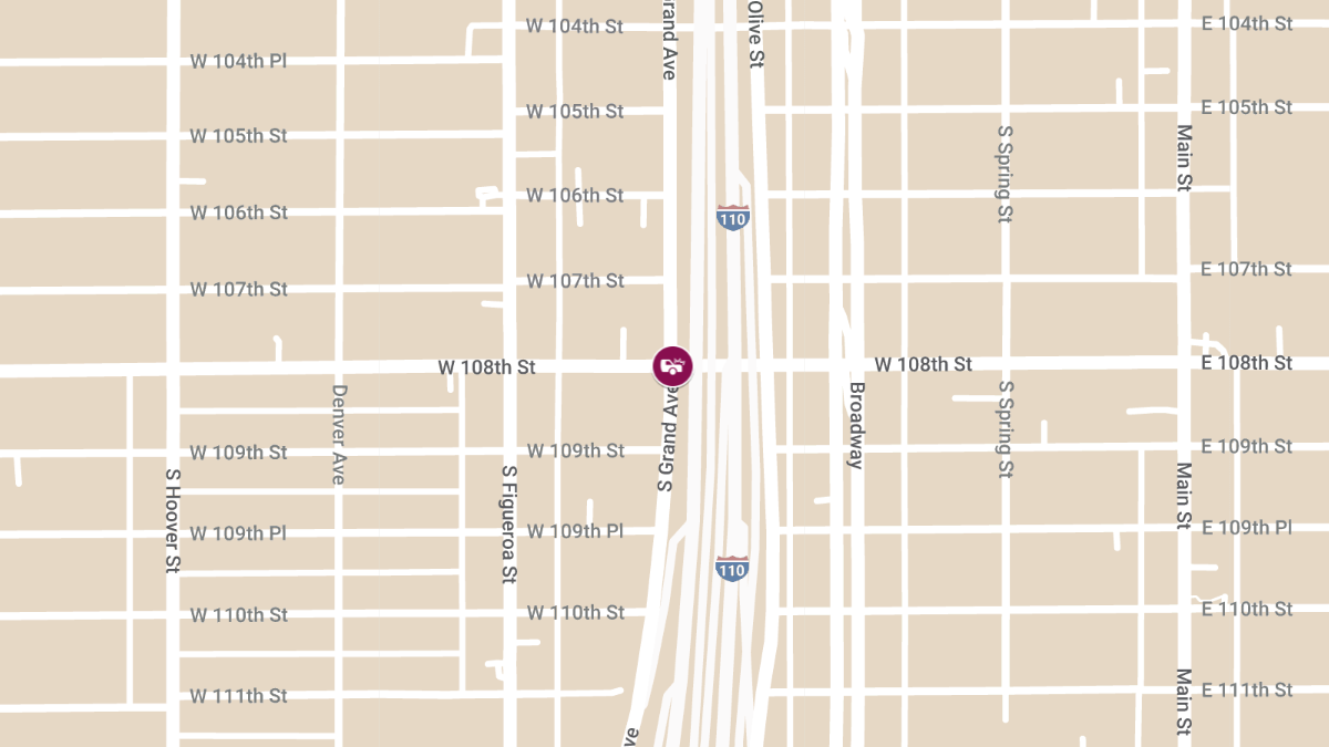 Vehicle Crash With Injuries at W 108th St & S Grand Ave