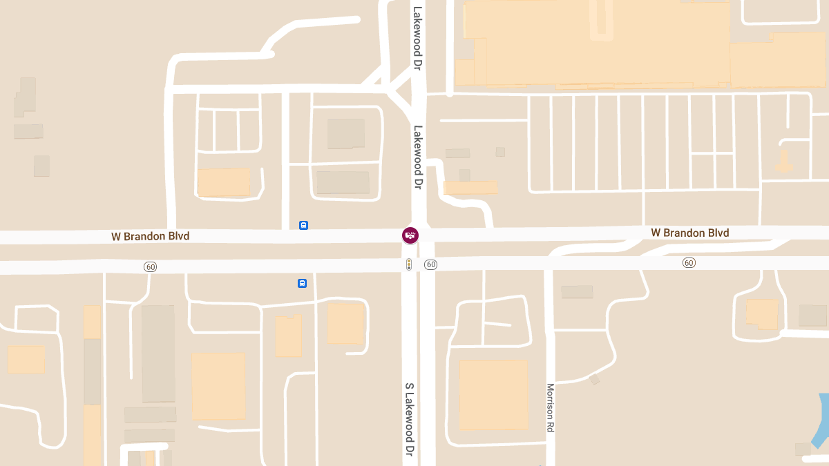 Vehicle Crash with Injuries on W Brandon Blvd at Lakewood Dr
